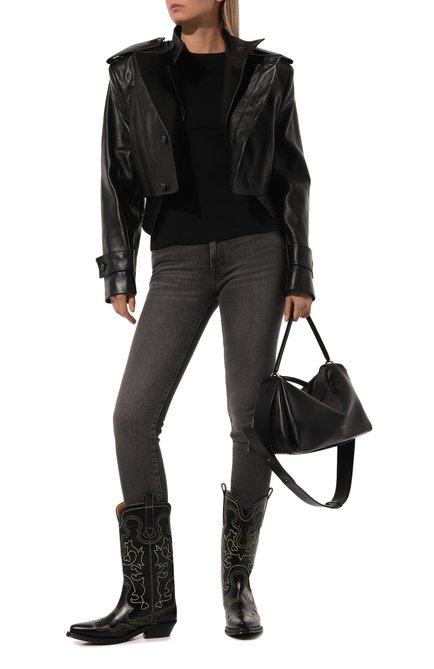 Женские джинсы 7 FOR ALL MANKIND темно-серого цвета, арт. JSWXC320XC | Фото 2 (Длина (брюки, джинсы): Стандартные; Материал сплава: Проставлено; Материал внешний: Хлопок; Драгоценные камни: Проставлено)