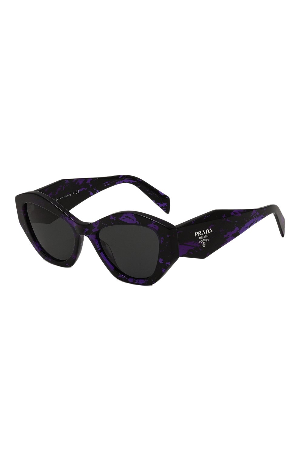 Женские солнцезащитные очки PRADA фиолетового цвета, арт. SPR07Y-E05V-F05S0-053 | Фото 1 (Материал сплава: Проставлено; Нос: Не проставлено; Материал: Пластик; Тип очков: С/з; Оптика Гендер: оптика-женское; Очки форма: Cat-eye)
