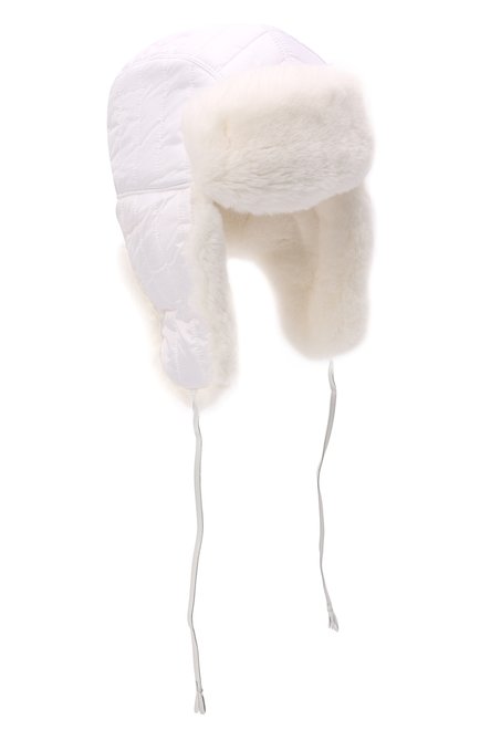 Детского шапка-ушанка с мехом IL TRENINO белого цвета, арт. 21 4079 | Фото 1 (Материал: Текстиль, Синтетический материал)