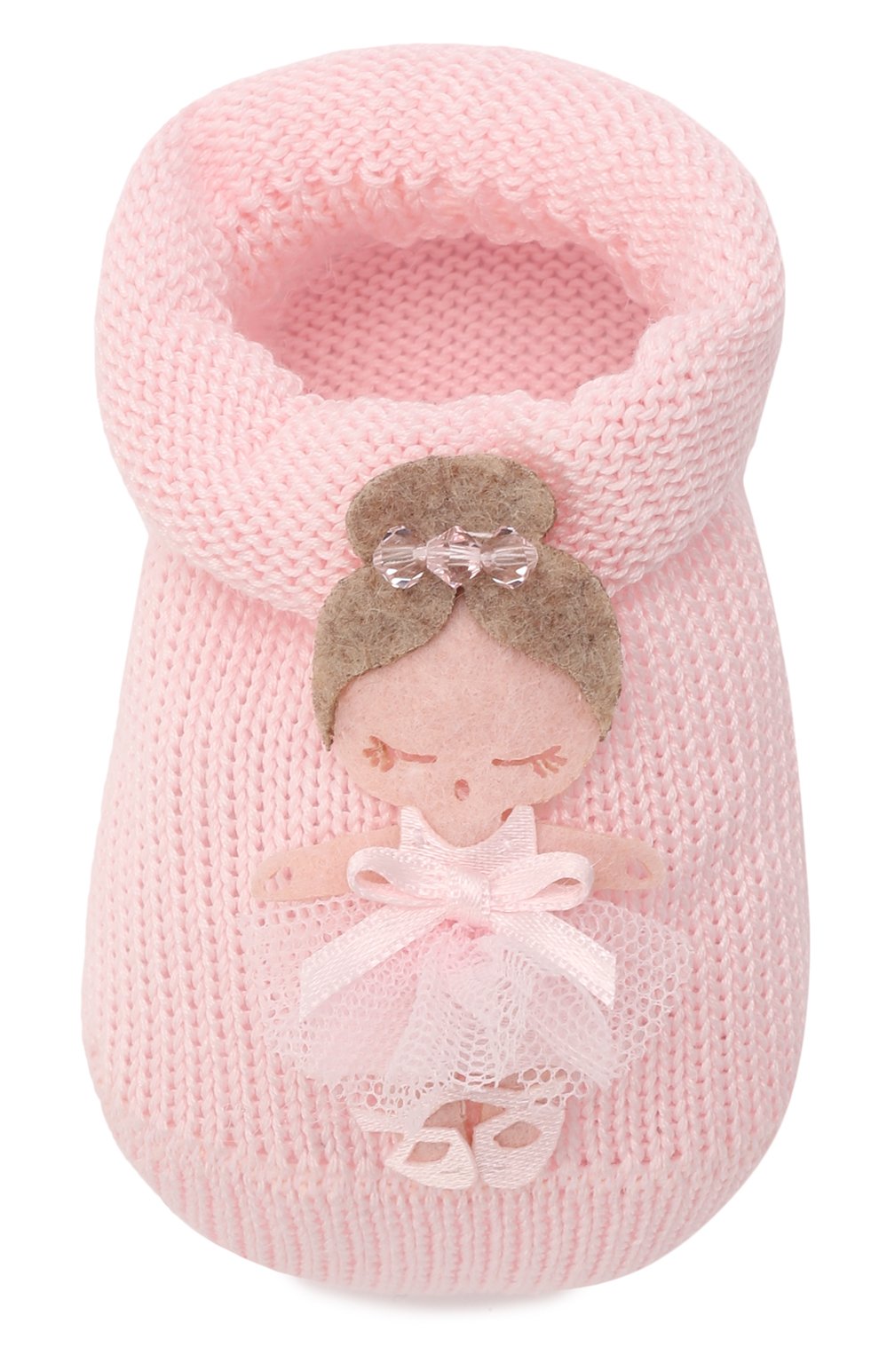 Детские комплект из повязки и пинеток LA PERLA розового цвета, арт. 48800 | Фото 5 (Материал: Текстиль, Хлопок)