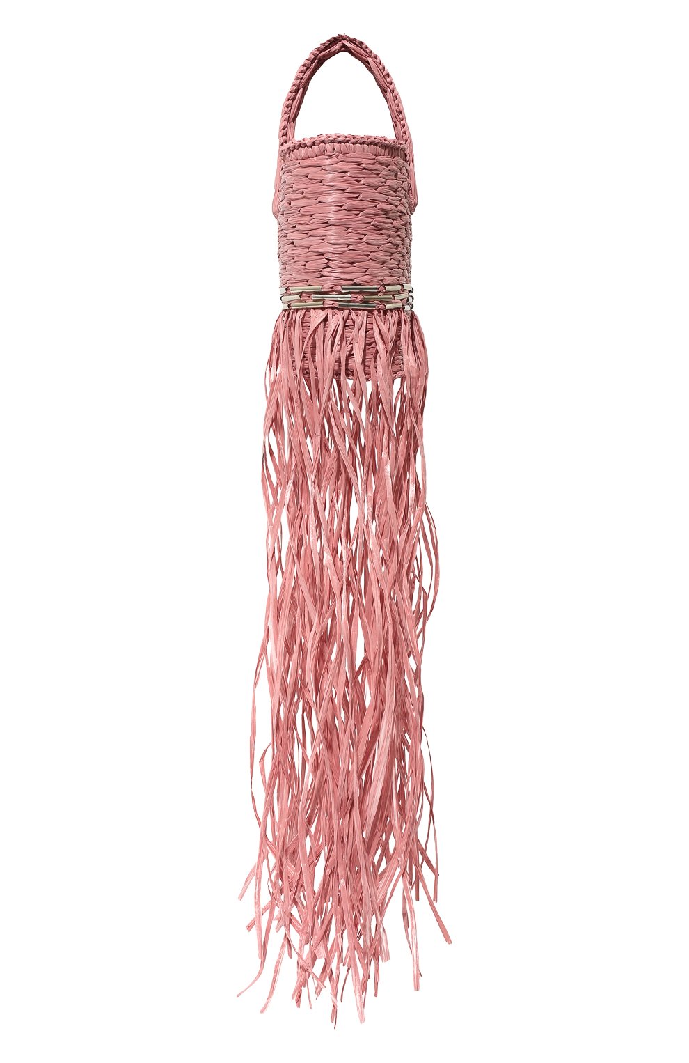 Женская сумка-корзинка SEYANA светло-розового цвета, арт. СУМКА01 | Фото 4 (Сумки-технич еские: Сумки top-handle; Материал: Растительное волокно; Ремень/цепочка: На ремешке; Размер: small)