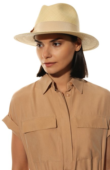 Женская шляпа INVERNI кремвого цвета, арт. 4463 CP | Фото 2 (Материал: Растительное волокно)