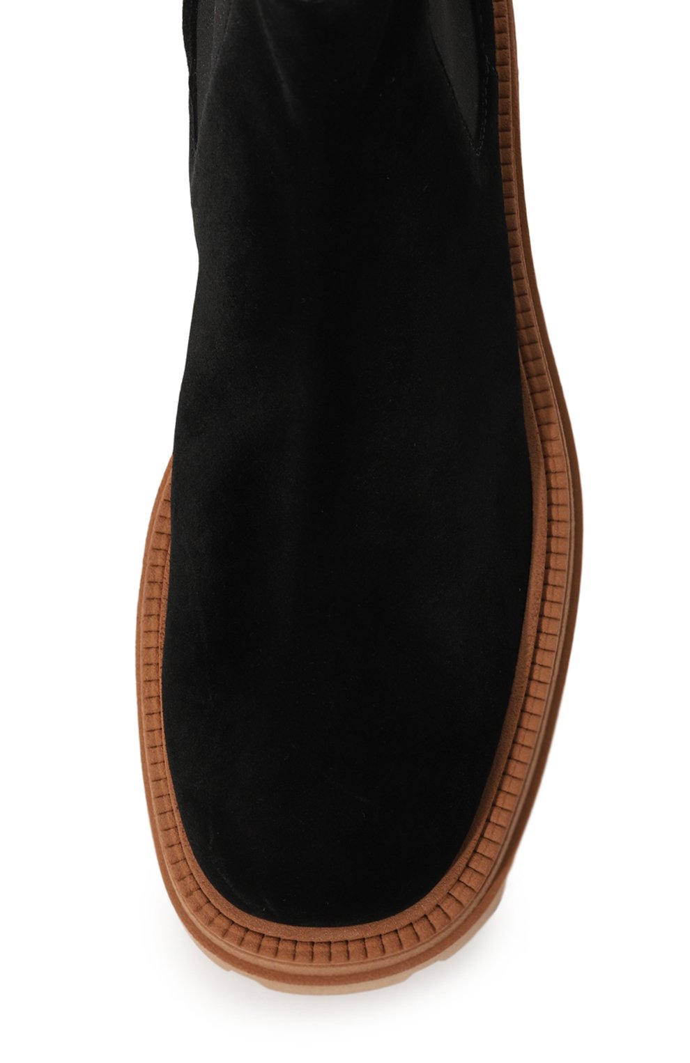 Женские замшевые ботинки SERGIO ROSSI черного цвета, арт. B04840/MFI641 | Фото 6 (Подошва: Платформа; Материал внутренний: Натуральная кожа; Материал сплава: Проставлено; Каблук высота: Средний; Материал утеплителя: Без утеплителя; Женское Кросс-КТ: Челси-ботинки; Драгоценные камни: Проставлено)