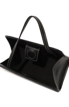 Женская сумка slant mini YUZEFI черного цвета, арт. YUZC0-HB-SLT-00 | Фото 5 (Сумки-технические: Сумки top-handle; Материал: Натуральная кожа; Материал сплава: Проставлено; Размер: mini; Ремень/цепочка: На ремешке; Драгоценные камни: Проставлено)
