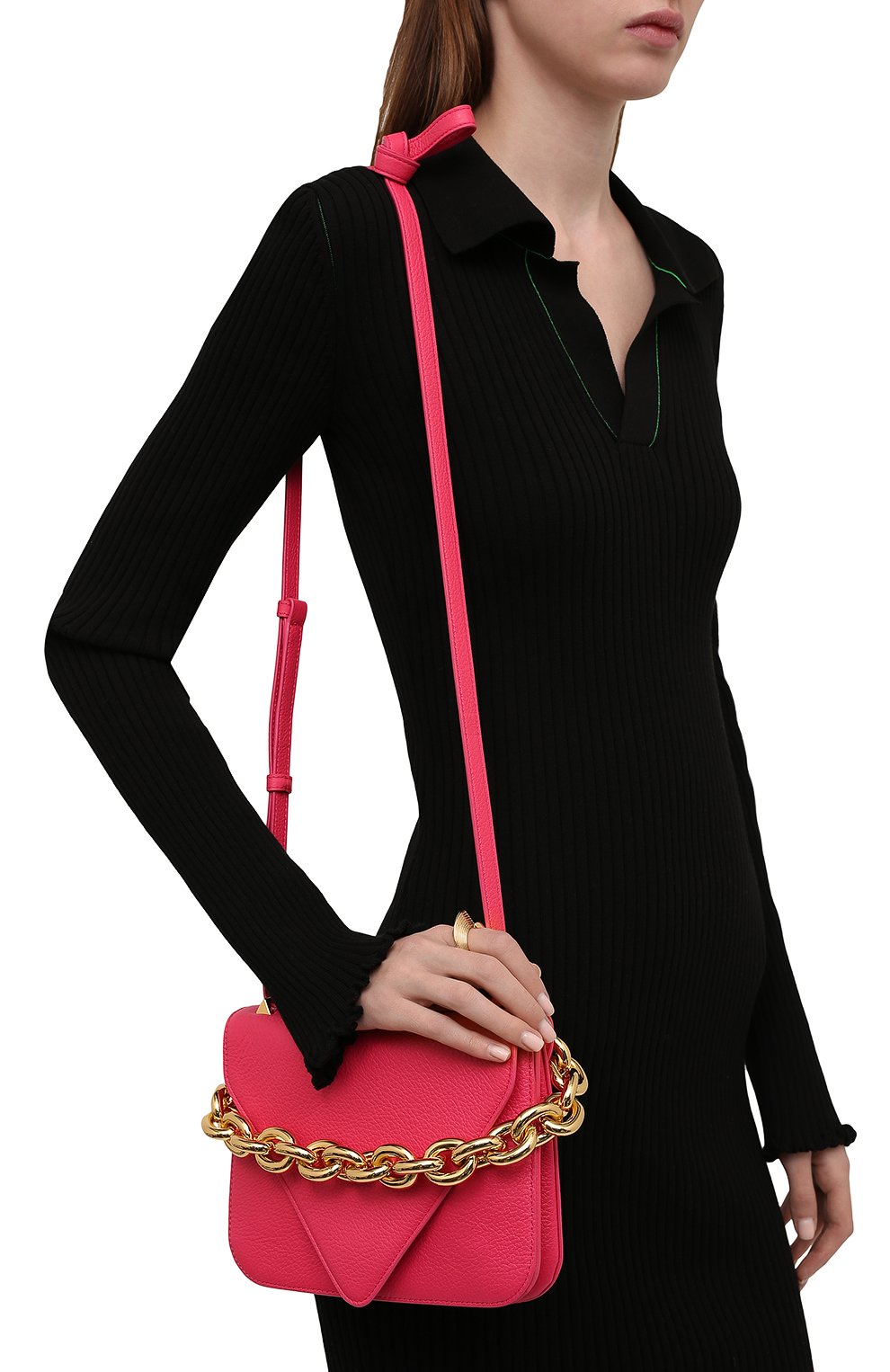 Женская сумка mount small BOTTEGA VENETA розового цвета, арт. 667399/V12M0 | Фото 2 (Сумки-технические: Сумки через плечо; Материал: Натуральная кожа; Ремень/цепочка: На ремешке; Размер: small)