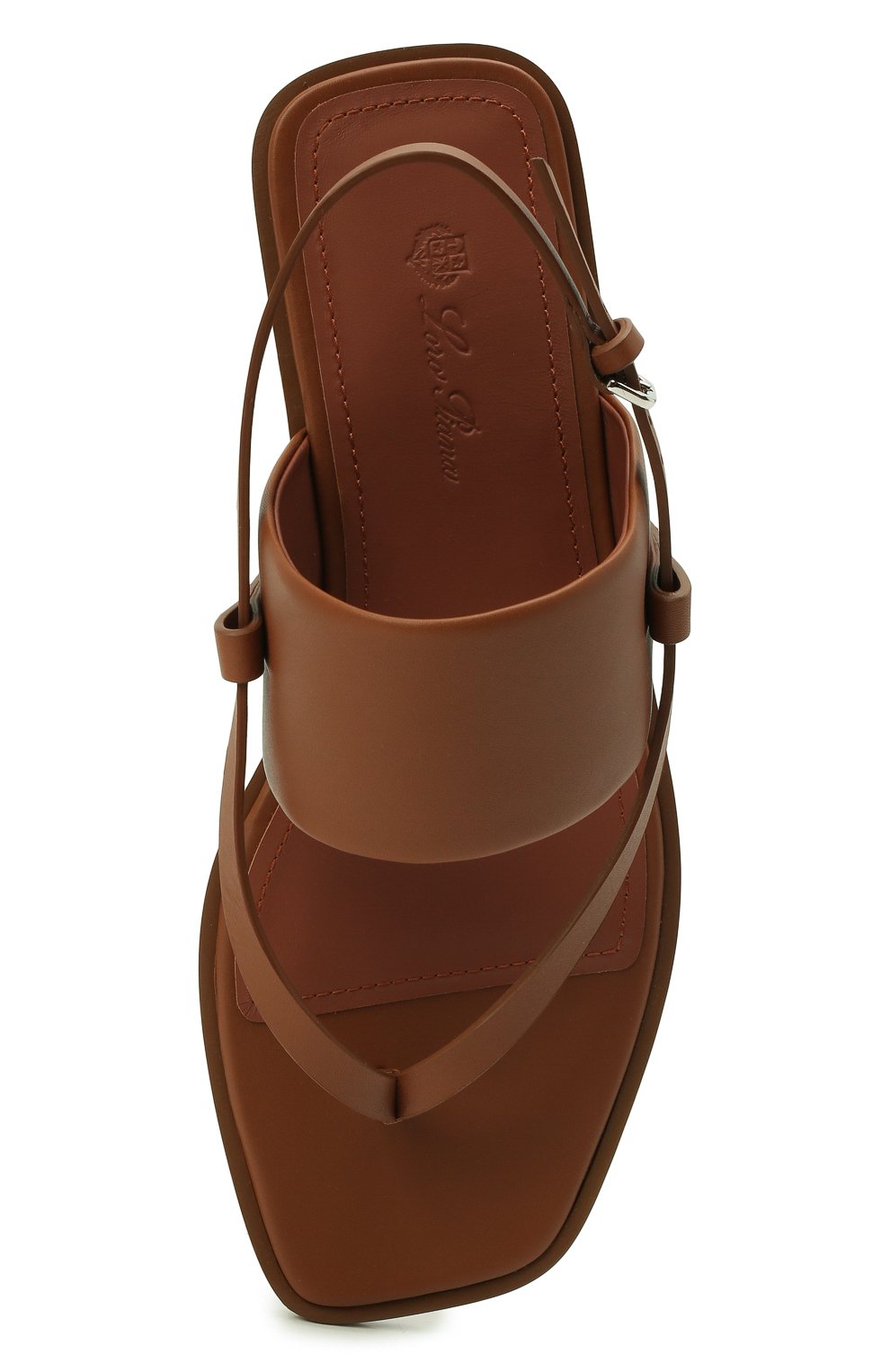 Женские кожаные сандалии frances LORO PIANA коричневого цвета, арт. FAM1477 | Фото 6 (Материал внешний: Кожа; Каблук высота: Низкий; Материал внутренний: Натуральная кожа; Подошва: Плоская)