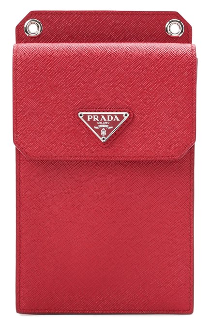 Кожаный чехол для iphone PRADA красного цвета, арт. 2ZH068-053-F068Z | Фото 1 (Материал: Натуральная кожа)