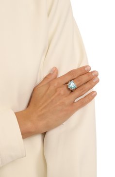 Женское кольцо сердце в когтях DZHANELLI голубого цвета, арт. 00263 | Фото 2 (Материал: Серебро; Региональные ограничения белый список (Axapta Mercury): Не проставлено; Нос: Не проставлено)