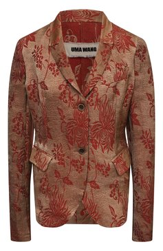 Женский жакет из льна и вискозы UMA WANG коричневого цвета, арт. S1 W UW6010 | Фото 1 (Рукава: Длинные; Стили: Гламурный; Случай: Повседневный; Длина (для топов): Стандартные; Региональные ограничения белый список (Axapta Mercury): RU; 1-2-бортные: Однобортные; Материал внешний: Вискоза, Лен; Женское Кросс-КТ: Жакет-одежда)