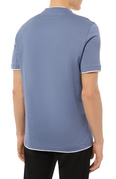 Мужская хлопковая футболка BRUNELLO CUCINELLI голубого цвета, арт. M0T617427 | Фото 4 (Принт: Без принта; Рукава: Короткие; Длина (для топов): Стандартные; Материал внешний: Хлопок; Размерность: Маломерит; Стили: Кэжуэл)