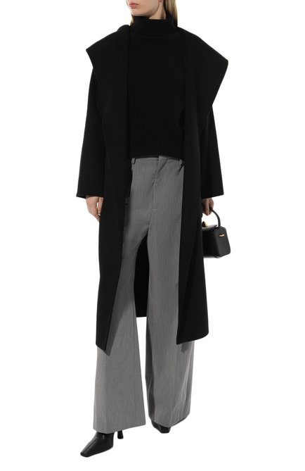 Женское шерстяное пальто IVY OAK черного цвета, арт. I01123F1111 | Фото 2 (Рукава: Длинные; Материал внешний: Шерсть; Драгоценные камни: Проставлено; Материал сплава: Проставлено; Длина (верхняя одежда): Длинные)