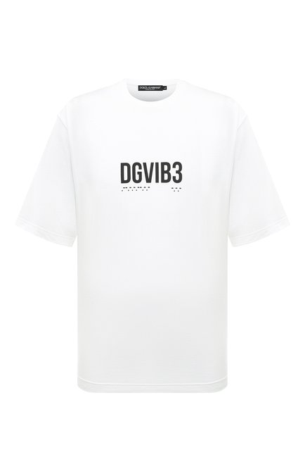 Мужская хлопковая футболка dgvib3 DOLCE & GABBANA белого цвета, арт. G8PB8T/G7K3F | Фото 1 (Длина (для топов): Стандартные; Рукава: Короткие; Материал внешний: Хлопок; Материал сплава: Проставлено; Драгоценные камни: Проставлено)