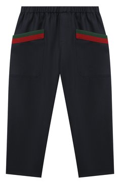 Детские шерстяные брюки GUCCI синего цвета, арт. 616390/XWAJ5 | Фото 1 (Материал внешний: Шерсть; Случай: Повседневный; Материал подклада: Купро; Мальчики Кросс-КТ: Брюки-одежда; Ростовка одежда: 10 - 11 лет | 140 - 146см, 4 года | 104 см, 5 лет | 110 см, 6 лет | 116 см, 8 лет | 128 см)