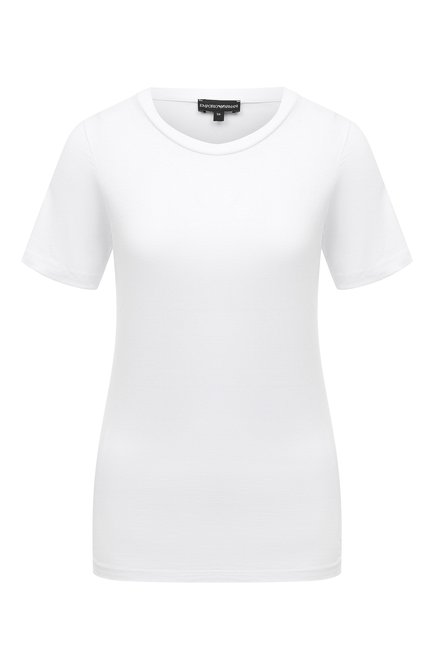 Женская хлопковая футболка EMPORIO ARMANI белого цвета, арт. 8N2T92/2J87Z | Фото 1 (Длина (для топов): Стандартные; Драгоценные камни: Проставлено; Материал сплава: Проставлено; Рукава: Короткие; Материал внешний: Хлопок)