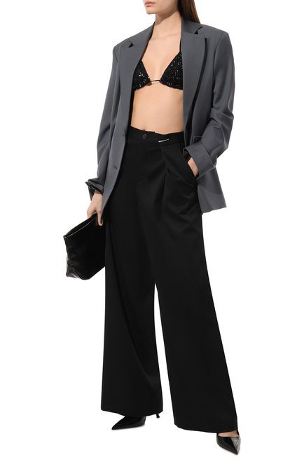 Женские брюки MM6 черного цвета, арт. S52KA0481/S47848 | Фото 2 (Материал сплава: Проставлено; Длина (брюки, джинсы): Стандартные; Драгоценные камни: Проставлено; Материал внешний: Шерсть, Синтетический материал)