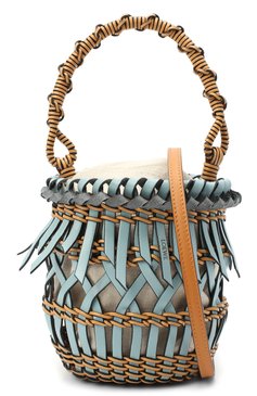 Женская сумка bucket fringes LOEWE голубого цвета, арт. A546C19X05 | Фото 6 (Сумки-технические: Сумки через плечо, Сумки top-handle; Материал: Натуральная кожа; Размер: mini; Ремень/цепочка: На ремешке)