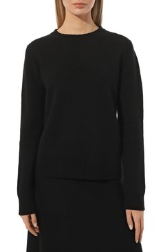 Женский шерстяной пуловер JIL SANDER черного цвета, арт. J02GP0043/J14506 | Фото 3 (Материал внешний: Шерсть; Рукава: Длинные; Длина (для топов): Стандартные; Женское Кросс-КТ: Пуловер-одежда; Стили: Кэжуэл)