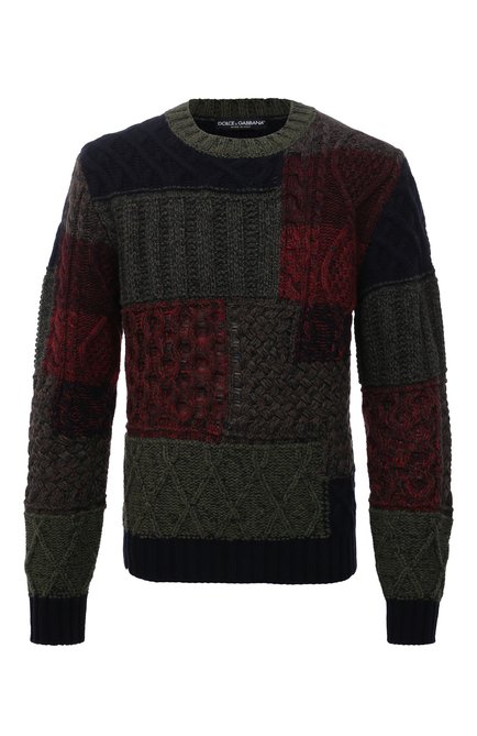 Мужской свитер из шерсти и кашемира DOLCE & GABBANA темно-зеленого цвета по цене 227000 руб., арт. GXG08T/JBMV0 | Фото 1