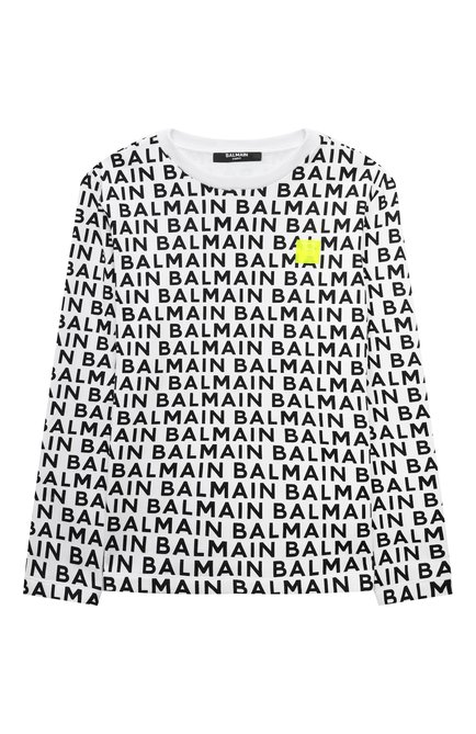 Детский хлопковый свитшот BALMAIN черно-белого цвета, арт. BU4P90 | Фото 1 (Драгоценные камни: Проставлено; Материал сплава: Проставлено; Рукава: Длинные; Материал внешний: Хлопок)