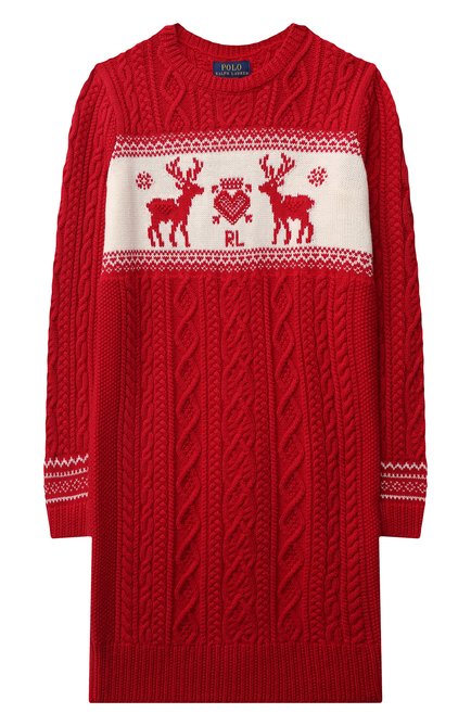 Детское платье из хлопка и шерсти POLO RALPH LAUREN красного цвета, арт. 313853179 | Фото 1 (Материал внешний: Синтетический материал, Хлопок; Рукава: Длинные; Девочки Кросс-КТ: Платье-одежда; Случай: Повседневный; Ростовка одежда: 12 лет | 152 см, 9 лет | 134 см, 8 лет | 128 см, 13 - 15 лет | 158 см)