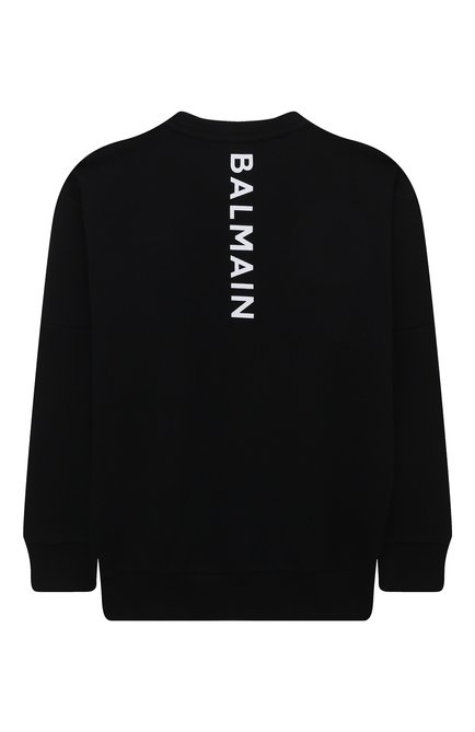 Детский хлопковый свитшот BALMAIN черного цвета, арт. 6Q4730 | Фото 2 (Материал внешний: Хлопок; Рукава: Длинные; Мальчики Кросс-КТ: Свитшот-одежда)
