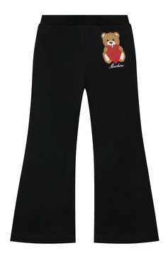 Детские хлопковые брюки MOSCHINO черного цвета, арт. HAP050/LDA14/4A-8A | Фото 1 (Случай: Повседневный; Материал сплава: Проставлено; Нос: Не проставлено; Материал внешний: Хлопок)
