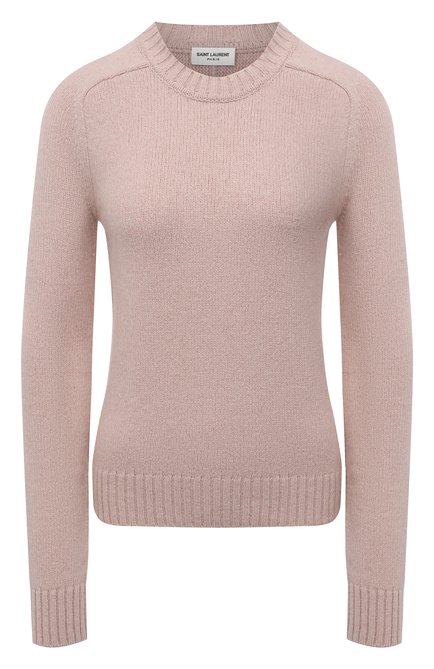 Женский пуловер SAINT LAURENT светло-розового цвета, арт. 654302/YAZ02 | Фото 1 (Стили: Кэжуэл; Длина (для топов): Стандартные; Рукава: Длинные; Женское Кросс-КТ: Пуловер-одежда; Материал внешний: Синтетический материал, Шерсть)