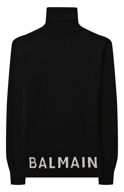 Детская шерстяная водолазка BALMAIN черного цвета, арт. 6P9570 | Фото 2 (Рукава: Длинные; Материал внешний: Шерсть; Кросс-КТ: водолазка; Ростовка одежда: 10 - 11 лет | 140 - 146см, 12 лет | 152 см, 13 - 15 лет | 158 см, 16 лет | 164 см, 8 лет | 128 см)