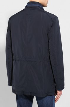 Мужская куртка BRIONI темно-синего цвета, арт. SFND0L/P8805 | Фото 4 (Кросс-КТ: Куртка; Рукава: Длинные; Длина (верхняя одежда): До середины бедра; Материал внешний: Синтетический материал, Полиэстер; Региональные ограничения белый список (Axapta Mercury): RU; Мужское Кросс-КТ: утепленные куртки, Верхняя одежда; Материал сплава: Проставлено; Драгоценные камни: Проставлено; Материал подклада: Хлопок)