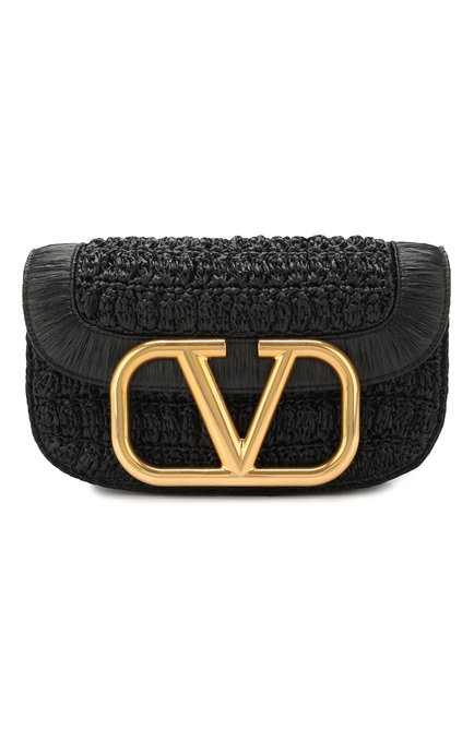 Женская сумка supervee VALENTINO черного цвета, арт. TW0B0G09/LAX | Фото 1 (Ремень/цепочка: На ремешке; Сумки-технические: Сумки через плечо; Материал: Текстиль; Размер: medium)