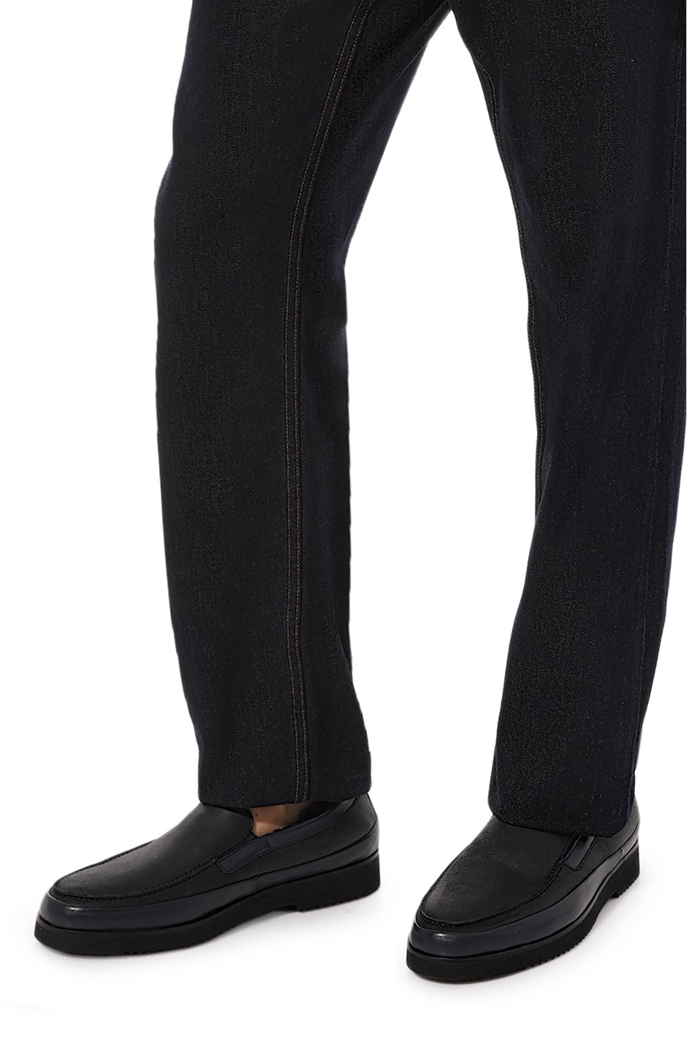 Мужские кожаные лоферы ALDO BRUE темно-синего цвета, арт. AB8108 | Фото 3 (Материал утеплителя: Натуральный мех; Материа л сплава: Проставлено; Нос: Не проставлено; Стили: Кэжуэл)