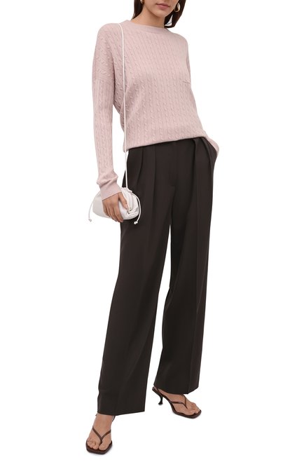 Женский кашемировый пуловер BRUNELLO CUCINELLI светло-розового цвета, арт. M12182810 | Фото 2 (Материал внешний: Шерсть, Кашемир; Рукава: Длинные; Длина (для топов): Стандартные; Стили: Кэжуэл; Женское Кросс-КТ: Пуловер-одежда)