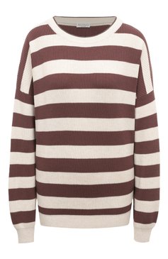 Женский хлопковый пуловер BRUNELLO CUCINELLI бордового цвета, арт. M1900B1035 | Фото 1 (Рукава: Длинные; Длина (для топов): Стандартные; Материал внешний: Хлопок; Женское Кросс-КТ: Пуловер-одежда; Размерность: Маломерит; Стили: Кэжуэл)