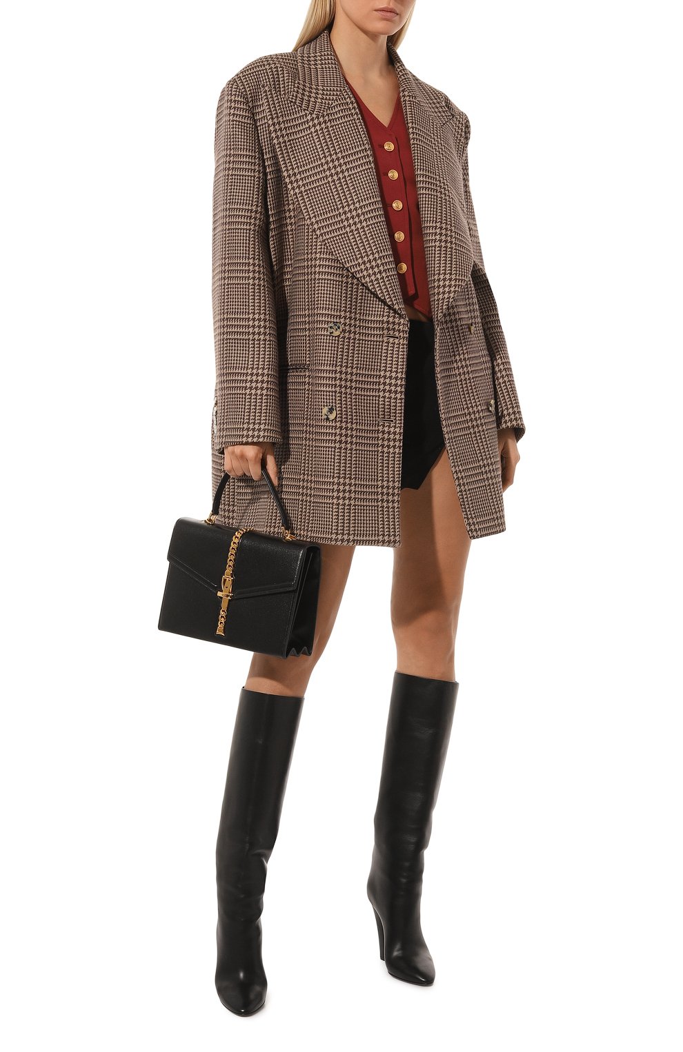 Женская сумка sylvie 1969 small GUCCI черного цвета, арт. 602781 1DB0G | Фото 7 (Сумки-технические: Сумки top-handle; Материал: Натуральная кожа; Ремень/цепочка: На ремешке; Размер: small)