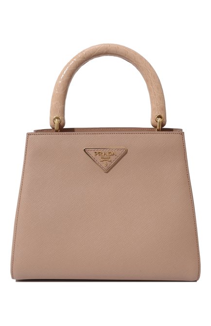Женская сумка PRADA бежевого цвета, арт. 1BA294-2EVM-F0236-6OO | Фото 1 (Размер: small; Материал: Натуральная кожа; Сумки-технические: Сумки top-handle, Сумки через плечо)