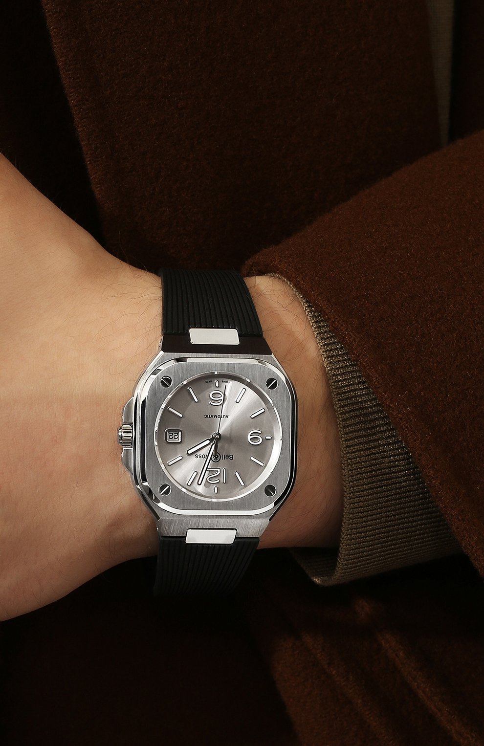 Мужские часы br 05 BELL&ROSS бесцветного цвета, арт. BR05A-GR-ST/SRB | Фото 6 (Механизм: Автомат; Материал корпуса: Сталь; Цвет циферблата: Серебристый)