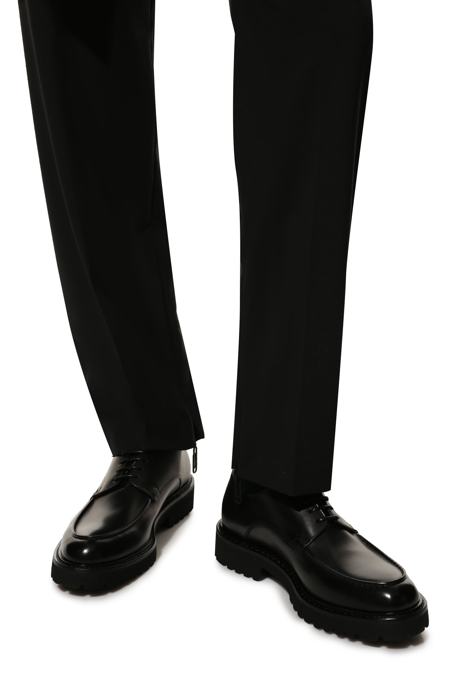 Мужские кожаные дерби DOUCAL'S черного цвета, арт. DU3103PHILUF159NN00 | Фото 3 (Материал внутренний: Натуральная кожа; Стили: Классический)