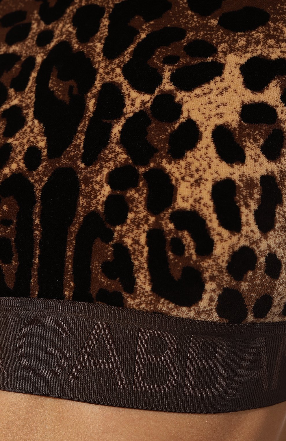Женский хлопковый топ DOLCE & GABBANA леопардового цвета, арт. F8S62T/FJ7D5 | Фото 5 (Рукава: Длинные; Стили: Гламурный; Материал сплава: Проставлено; Материал внешний: Хлопок; Драгоценные камни: Проставлено; Длина (для топов): Укороченные)