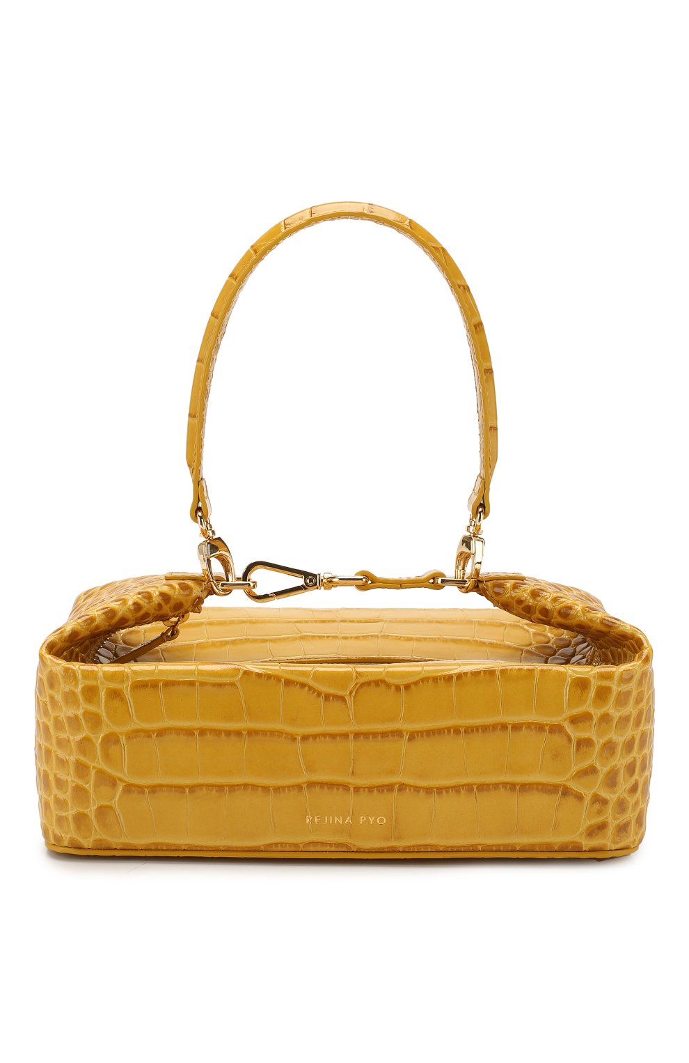 Женская сумка olivia REJINA PYO желтого цвета, арт. B26/LEATHER EMB0SS CR0C | Фото 1 (Сумки-технические: Сумки top-handle; Материал: Натуральная кожа; Размер: small)