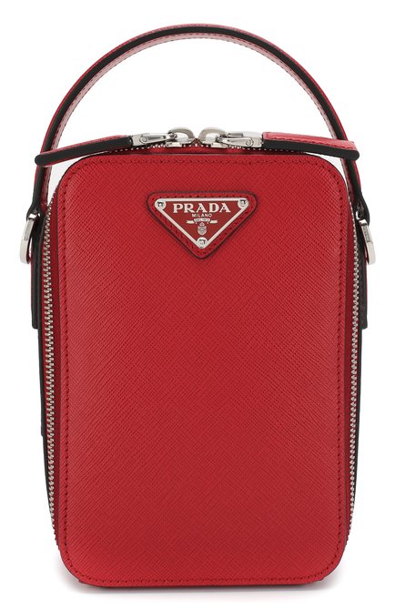 Мужская кожаная сумка PRADA красного цвета, арт. 2VH067-9Z2-F068Z | Фото 1 (Ремень/цепочка: На ремешке; Статус проверки: Проверено, Проверена категория; Материал: Натуральная кожа; Размер: mini)
