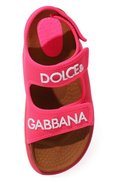 Детские сандалии DOLCE & GABBANA розового цвета, арт. DA5128/AQ687/29-36 | Фото 4 (Материал внешний: Текстиль; Материал внутренний: Текстиль)