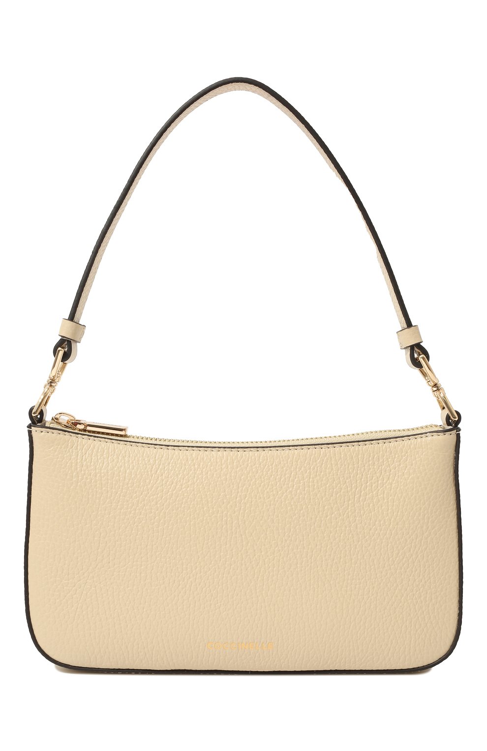 Женская сумка bonheur mini COCCINELLE кремвого цвета, арт. E5 LV3 55 P8 07 | Фото 1 (Сумки-технические: Сумки top-handle; Материал: Натуральная кожа; Размер: mini; Ремень/цепочка: На ремешке)