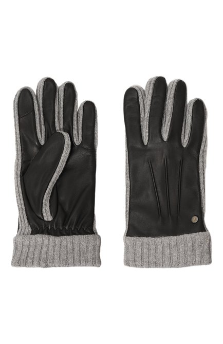 Мужские комбинированные перчатки ROECKL черного цвета, арт. 13012-585 | Фото 2 (Материал: Натуральная кожа; Материал сплава: Проставлено; Нос: Не проставлено)