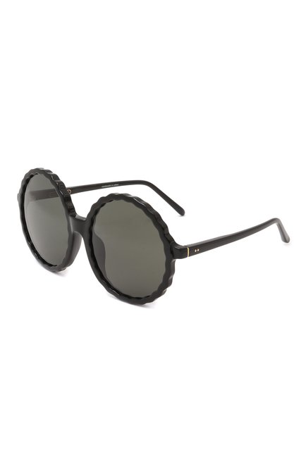 Женские солнцезащитные очки LINDA FARROW черного цвета, арт. LFL1354C1SUN | Фото 1 (Тип очков: С/з; Оптика Гендер: оптика-женское; Очки форма: Круглые)