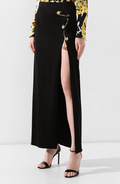 Женская юбка из вискозы VERSACE черного цвета, арт. A83760/A223485 | Фото 3 (Женское Кросс-КТ: Юбка-одежда; Материал внешний: Вискоза; Статус проверки: Проверено, Проверена категория; Длина Ж (юбки, платья, шорты): Макси; Материал подклада: Вискоза)