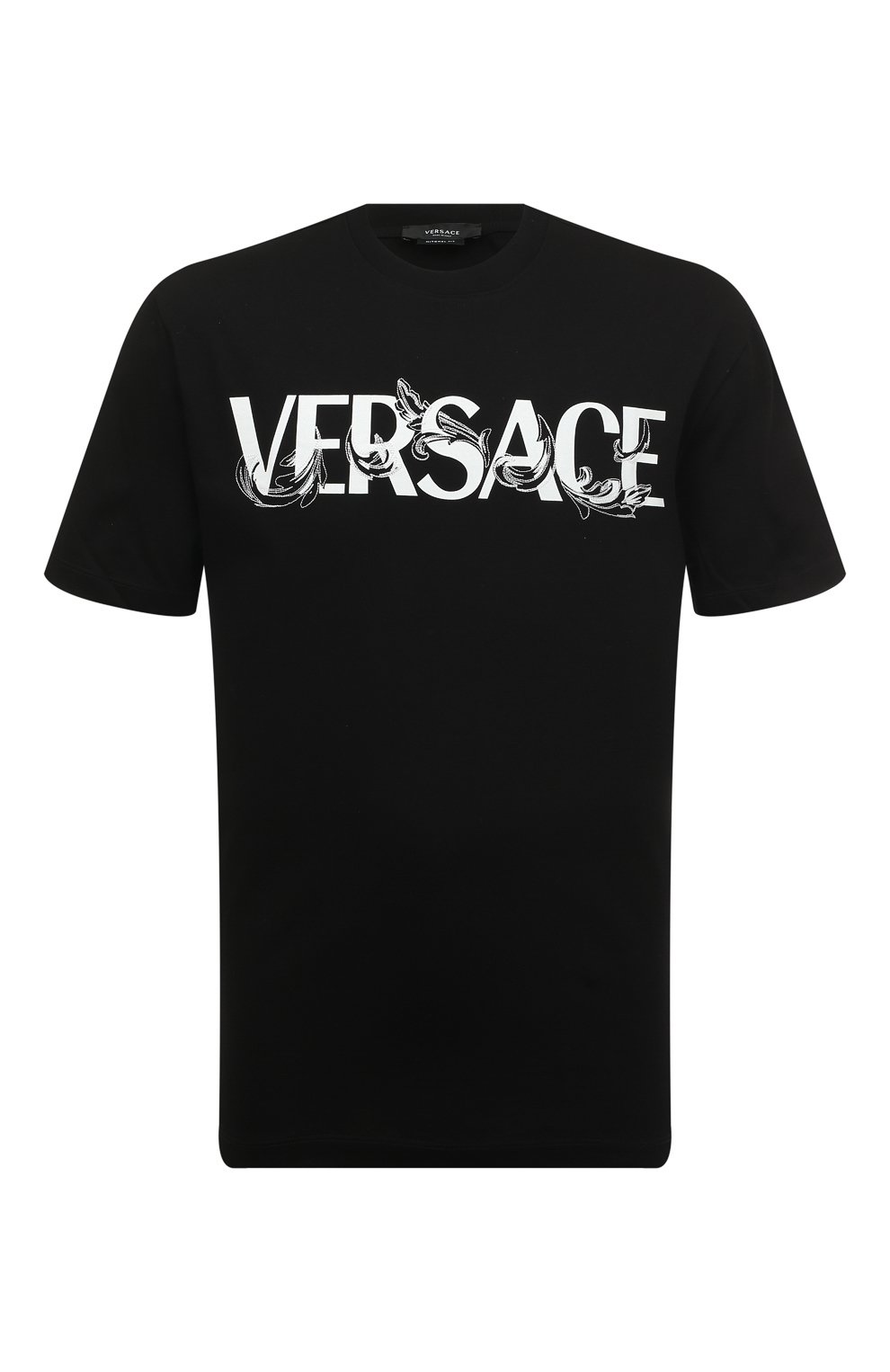 Хлопковая футболка Versace Чёрный 1006974_1A04949 6037196