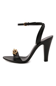 Женские кожаные босоножки maillon SAINT LAURENT черного цвета, арт. 657452/2WN00 | Фото 4 (Каблук высота: Высокий; Материал внешний: Кожа; Материал внутренний: Натуральная кожа; Материал сплава: Проставлено; Каблук тип: Устойчивый; Подошва: Плоская; Драгоценные камни: Проставлено)