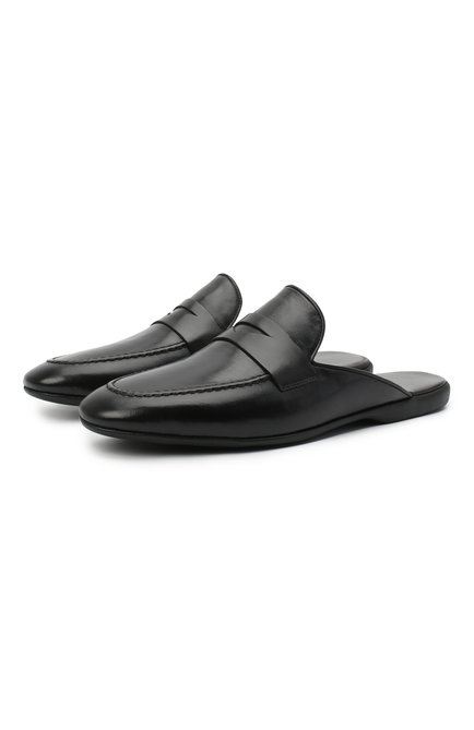 Мужского кожаные домашние туфли FARFALLA черного цвета, арт. G13 | Фото 1 (Материал внутренний: Натуральная кожа; Мужское Кросс-КТ: тапочки-обувь; Материал внешний: Кожа)