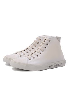 Женские текстильные кеды malibu SAINT LAURENT белого цвета, арт. 606076/GUZ20 | Фото 1 (Кросс-КТ: хайтопы; Материал внешний: Текстиль; Подошва: Платформа; Материал внутренний: Натуральная кожа, Текстиль; Материал утеплителя: Без утеплителя; Стили: Кэжуэл)