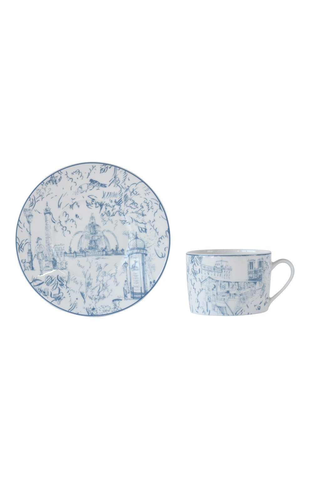 Чайная чашка с блюдцем tout paris BERNARDAUD синего цвета, арт. 1980/91 | Фото 2 (Ограничения доставки: fragile-2)